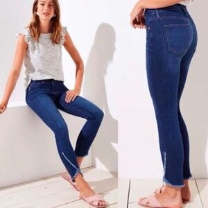LOFT Modern Skinny Dark Wash Tulip Raw Hem Denim Jeans 27 4